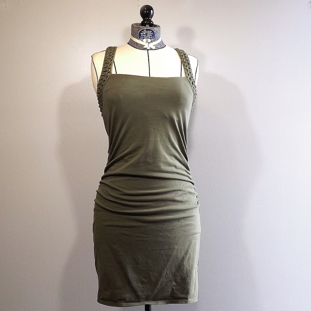 VS Bra Tops olive green crochet cross back dress